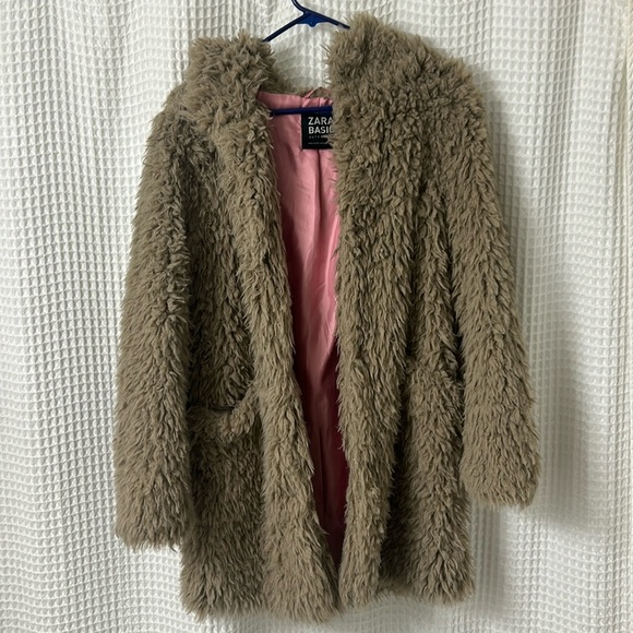 Zara Basic Women’s Teddy Shaggy Coat Size Medium - Picture 1 of 7